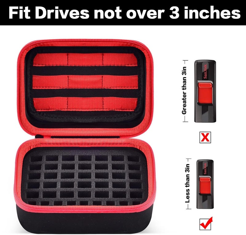 Comecase حافظة فلاش USB، محرك أقراص، حامل بطاقة الذاكرة SD SDXC SDHC، منظم حقيبة تخزين الملحقات الإلكترونية - أحمر (الصندوق فقط) - Image 3